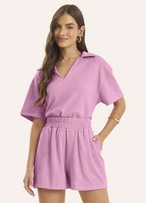 Rovitex - Conjunto Polo com Shorts Feminino Rosa - ROVITEX
