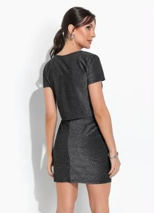 Moda Pop - Conjunto Prata Cropped e Saia - MODA POP