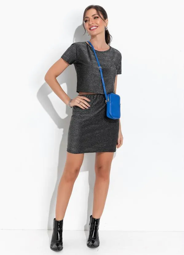 Moda Pop - Conjunto Prata Cropped e Saia 3