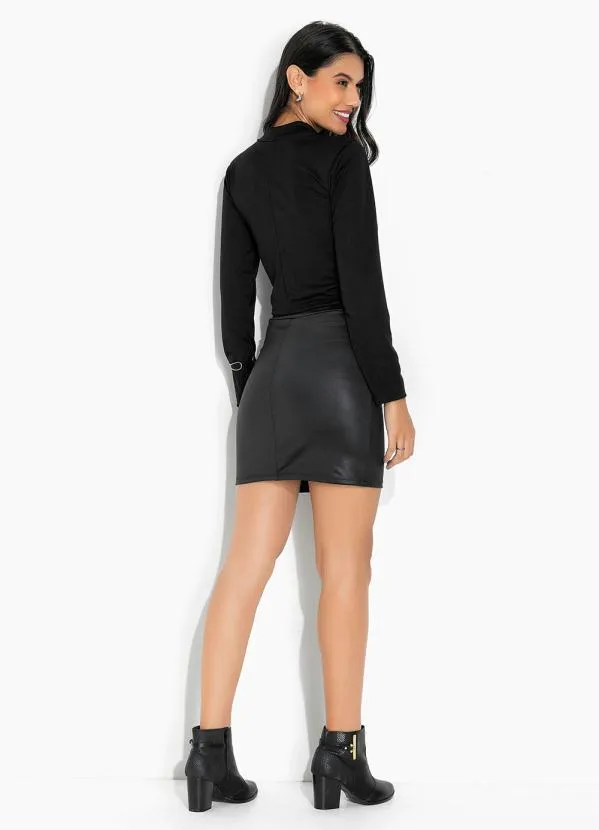 Moda Pop - Conjunto Preta com Gola e Cintura Alta 4