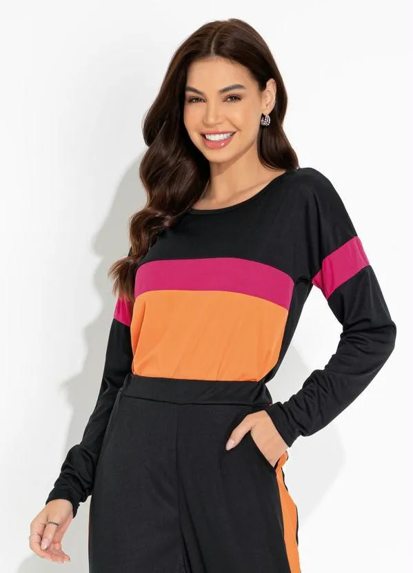 Moda Pop - Conjunto Preto com Recortes e Bolsos Funcionais 3