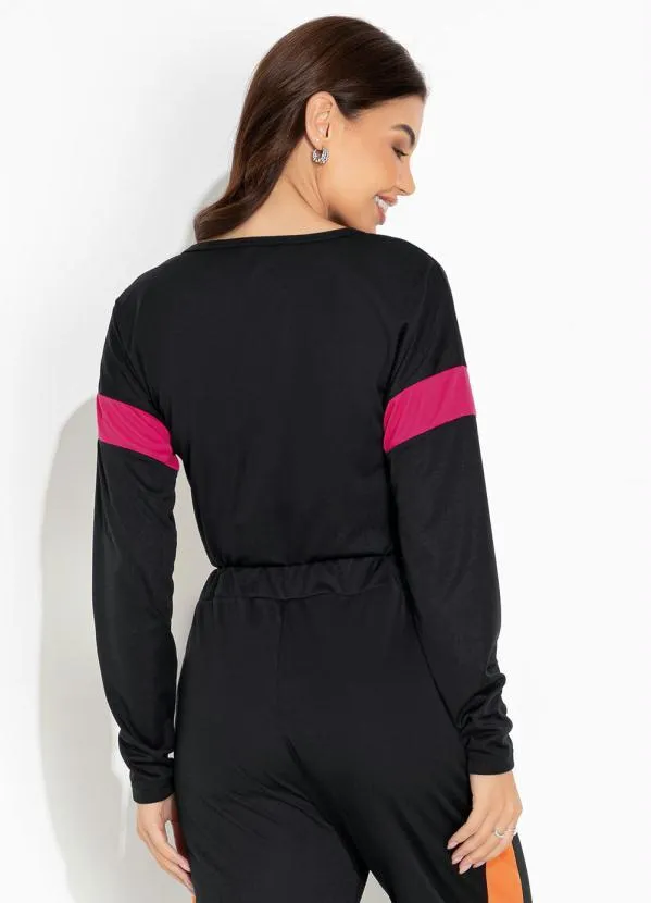 Moda Pop - Conjunto Preto com Recortes e Bolsos Funcionais 4