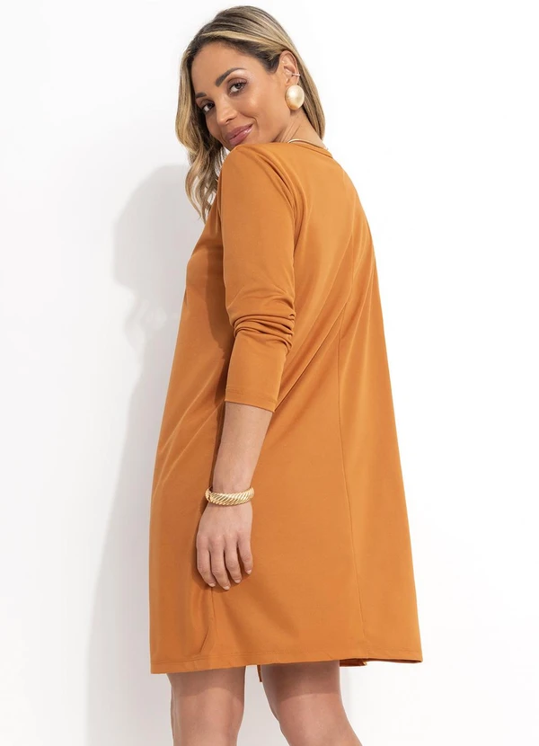 Moda Pop - Conjunto Preto e Caramelo com Vestido e Cardigan 2