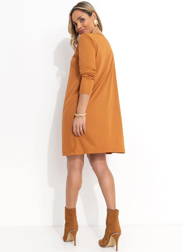 Moda Pop - Conjunto Preto e Caramelo com Vestido e Cardigan 5