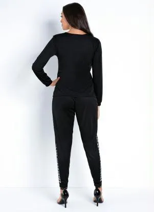 Moda Pop - Conjunto Preto e Pied Poule Blusa e Calça - MODA POP