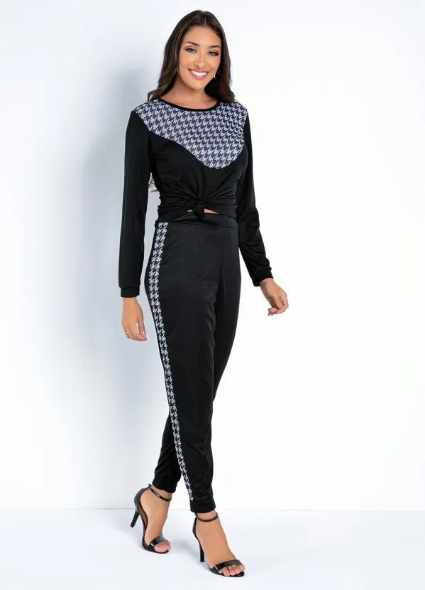 Moda Pop - Conjunto Preto e Pied Poule Blusa e Calça 3