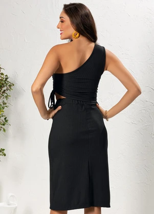 Moda Pop - Conjunto Preto em Canelado - MODA POP