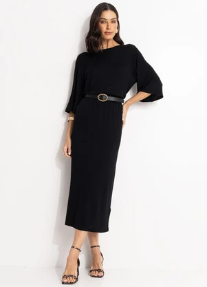 Quintess - Conjunto Preto em Malha Tricot Leve - QUINTESS