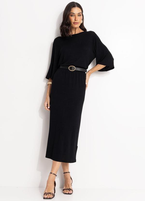 Conjunto (Preto) em Malha Tricot Leve