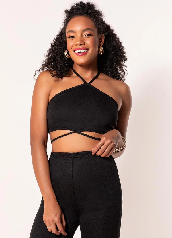 Moda Pop - Conjunto Preto em Malha 3