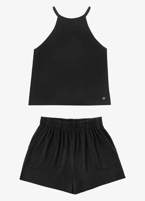 Rovitex - Conjunto Regata com Shorts Feminino Preto 3
