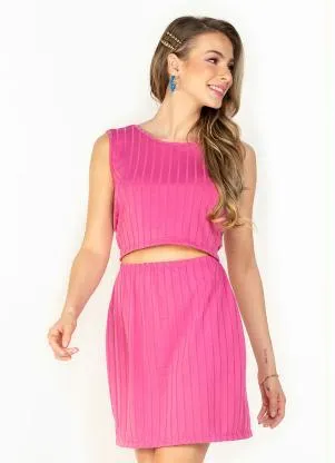 Moda Pop - Conjunto Rosa com Saia e Cropped - MODA POP