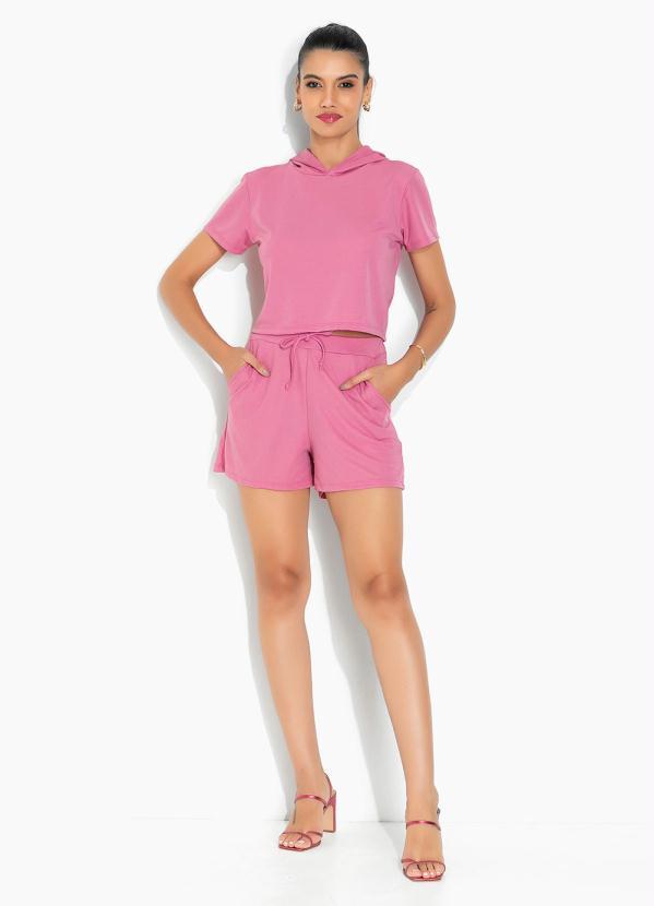 Moda Pop - Conjunto Rosa com Short e Cropped 4