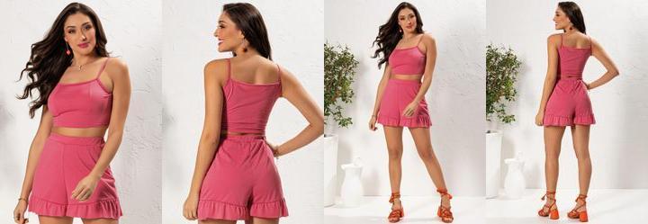 Conjunto Rosa em Poliviscose