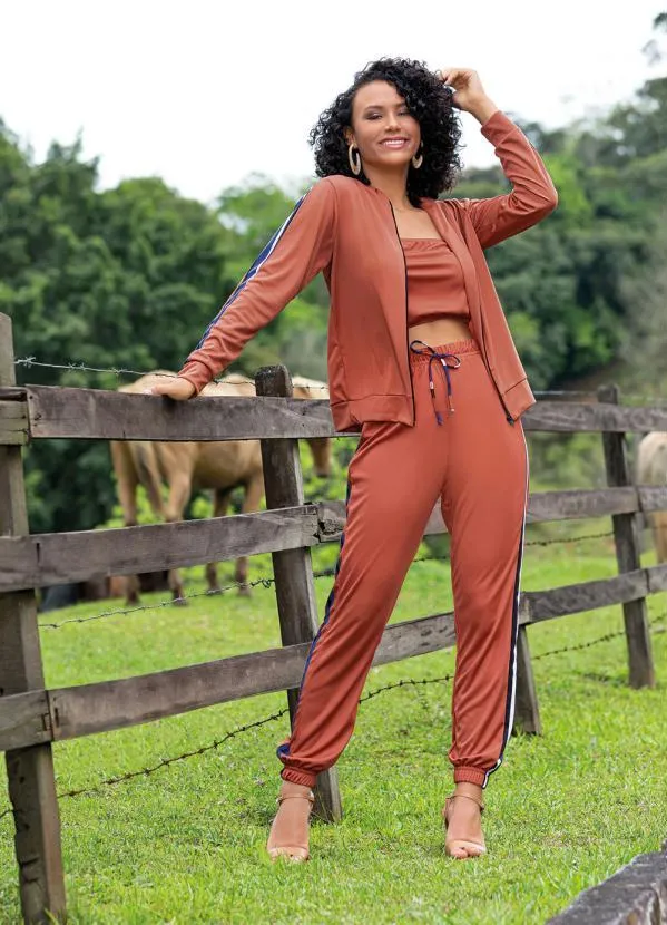 Moda Pop - Conjunto Terracota com Top e Calça 7