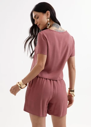 Cativa - Conjunto Texturizado com Bordado Vermelho Escuro - CATIVA