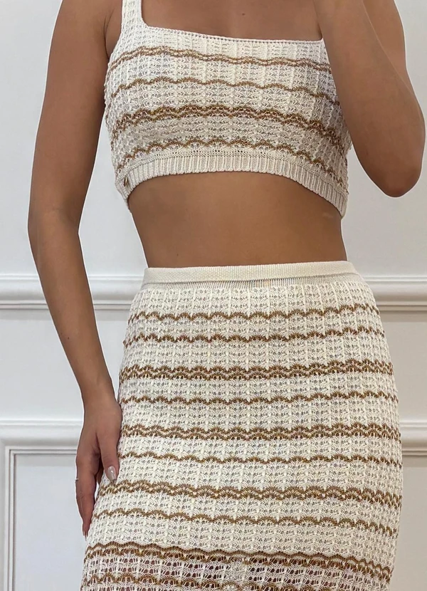 Doce Tom - Conjunto Tricot Midi Bege 2
