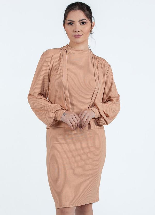 Misiss - Conjunto Triss Jaqueta Vestido Bege