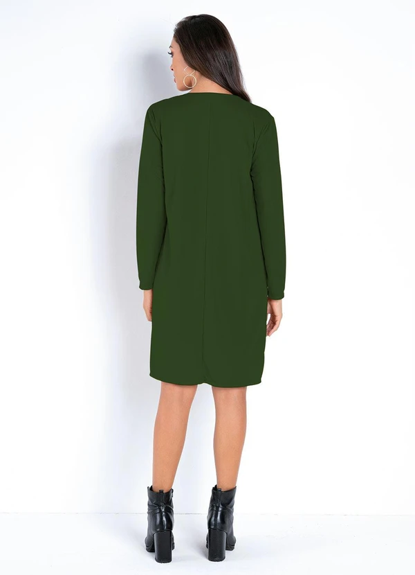 Moda Pop - Conjunto Verde e Preto com Vestido e Cardigan 11