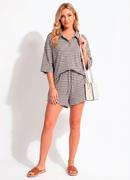 Conjunto Verde Listrado em Malha Texturizada