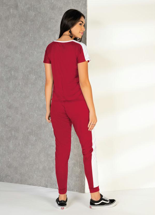 Moda Pop - Conjunto Vermelha e Off White de Blusa e Calça 2