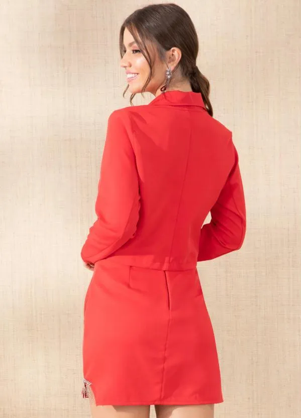 Quintess - Conjunto Vermelho Saia e Blazer 2