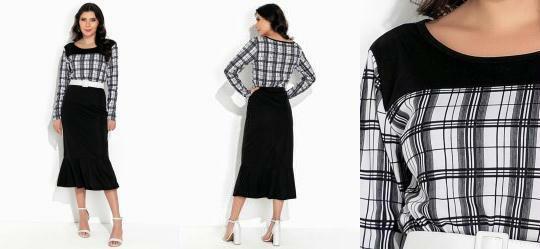 Conjunto Xadrez Preto com Babado