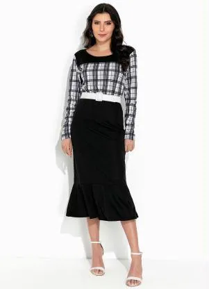 Rosalie - Conjunto Xadrez Preto com Babado - ROSALIE