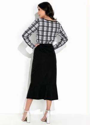 Rosalie - Conjunto Xadrez Preto com Babado - ROSALIE