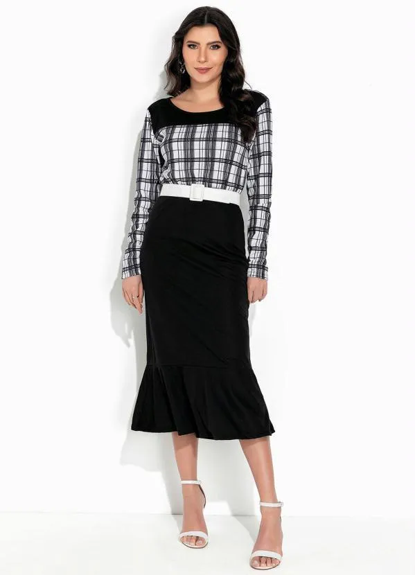 Rosalie - Conjunto Xadrez Preto com Babado