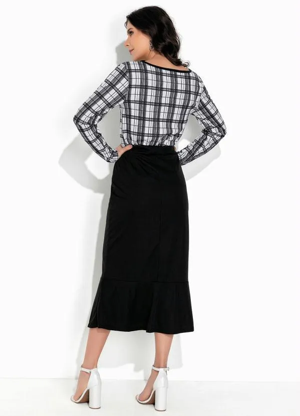 Rosalie - Conjunto Xadrez Preto com Babado 2