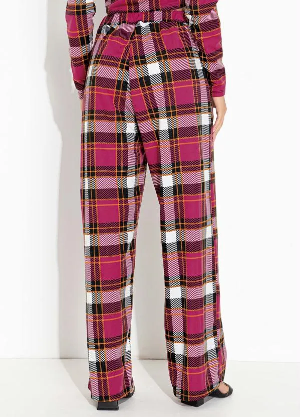 Moda Pop - Conjunto Xadrez Rosa com Cropped e Calça 6
