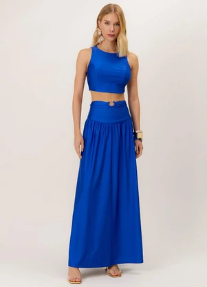 Carlota Costa - Coordenado Saia e Blusa Azul - CARLOTA COSTA