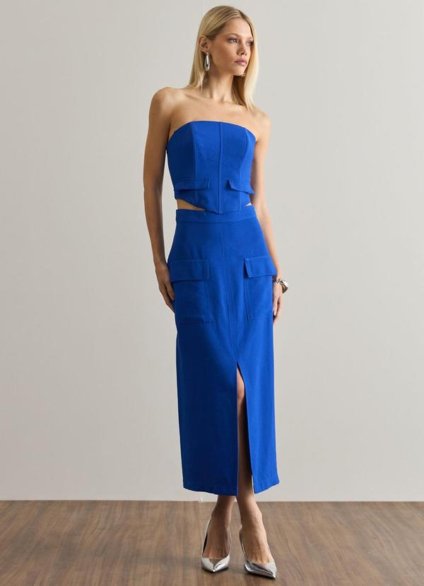 Carlota Costa - Coordenado Top e Saia Azul