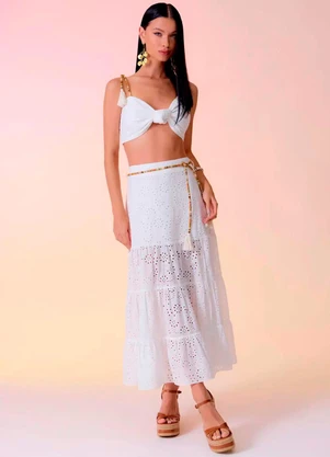 Carlota Costa - Coordenado Top e Saia Branco - CARLOTA COSTA