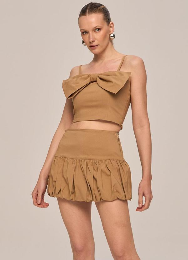 Carlota Costa - Coordenado Top e Saia Marrom