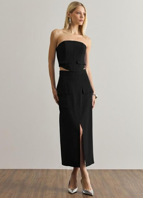 Carlota Costa - Coordenado Top e Saia Preto