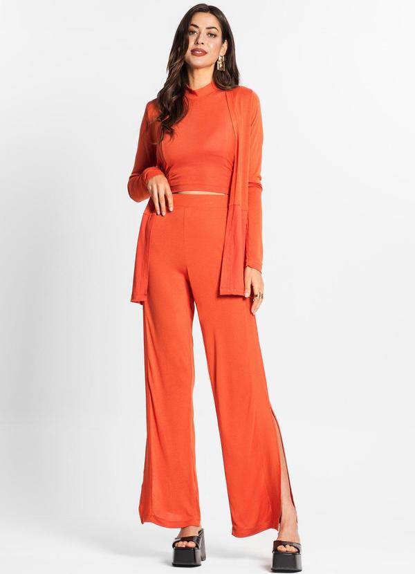 Endless - Trijunto Feminino Regata Cardigan e Calça Laranja
