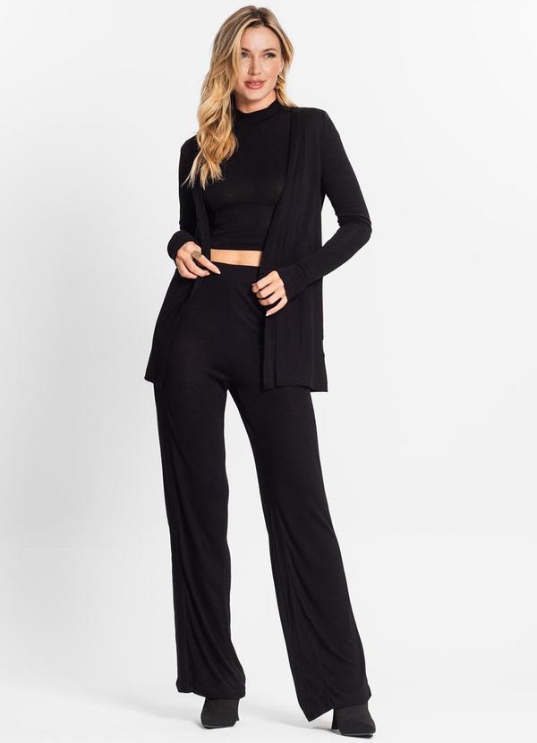 Endless - Trijunto Feminino Regata Cardigan e Calça Preto