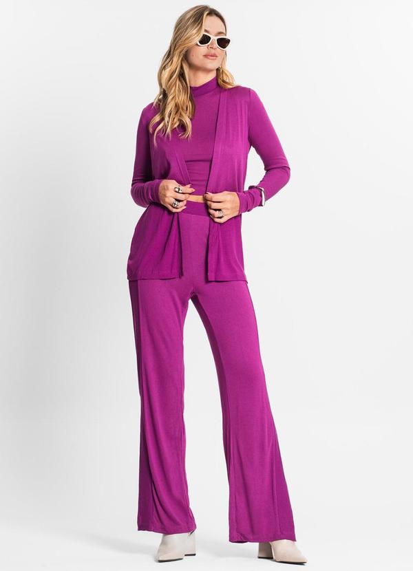 Endless - Trijunto Feminino Regata Cardigan e Calça Roxo