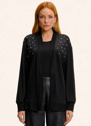 Endless - Twinset Cardigan com Regata Preto - ENDLESS