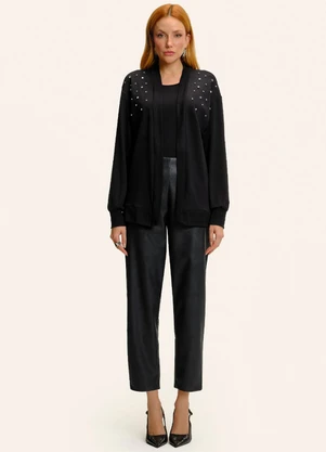 Endless - Twinset Cardigan com Regata Preto - ENDLESS
