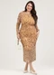 Cativa - Vestido Midi Plus Size em Tule  Preto - variação: Bege
