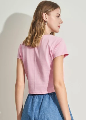 Sofie - Baby Tee em Meia Malha Rosa - SOFIE