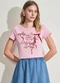 Sofie - Baby Tee em Meia Malha Bege - variação: Rosa