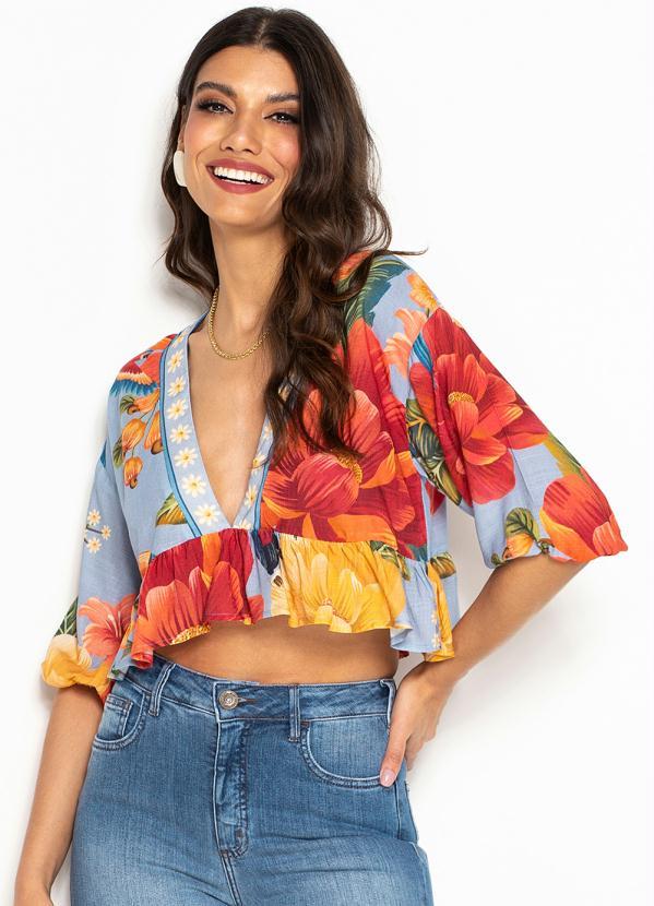 Farm - Bata de Viscose Bela Chita Azul