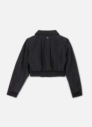 Authoria - Blazer Cropped Black com Barra de Tricot Preto - AUTHORIA