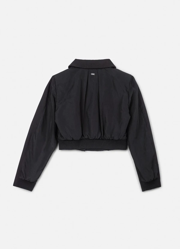 Authoria - Blazer Cropped Black com Barra de Tricot Preto 2