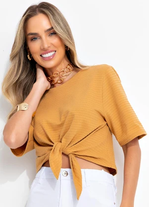 Bimini - Blusa Amarelo em Malha Texturizada - BIMINI