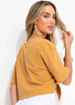 Bimini - Blusa Amarelo em Malha Texturizada - BIMINI